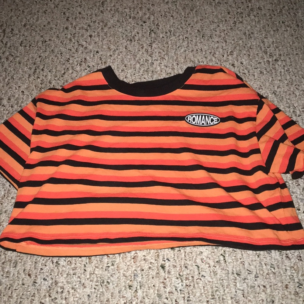 orange striped crop top